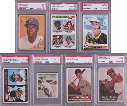 1948-1979 Topps and Bowman Stars and Hall of Famers Rookie Cards PSA-Graded Collection (7 Different)